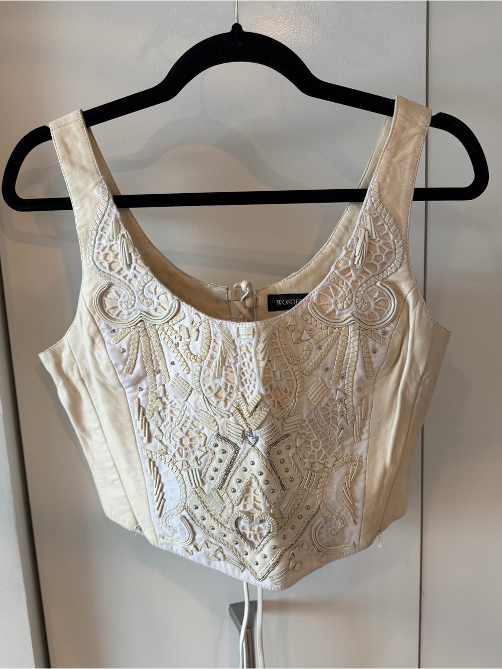 White Leather Vest - Size Large